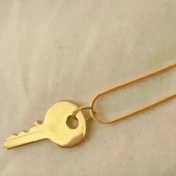 Saint Laurent Gold Key Engraved Logo Pendant Necklace - Picture 13 of 15